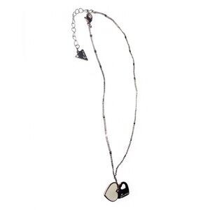 14-16 inch GUESS Gold Necklace White Heart Gold Double Pendant w/ Hole Adjust